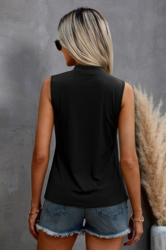 Solid Cold Cut Out Shoulder Sleeveless Top - Tigbul's Variety Fashion Shop