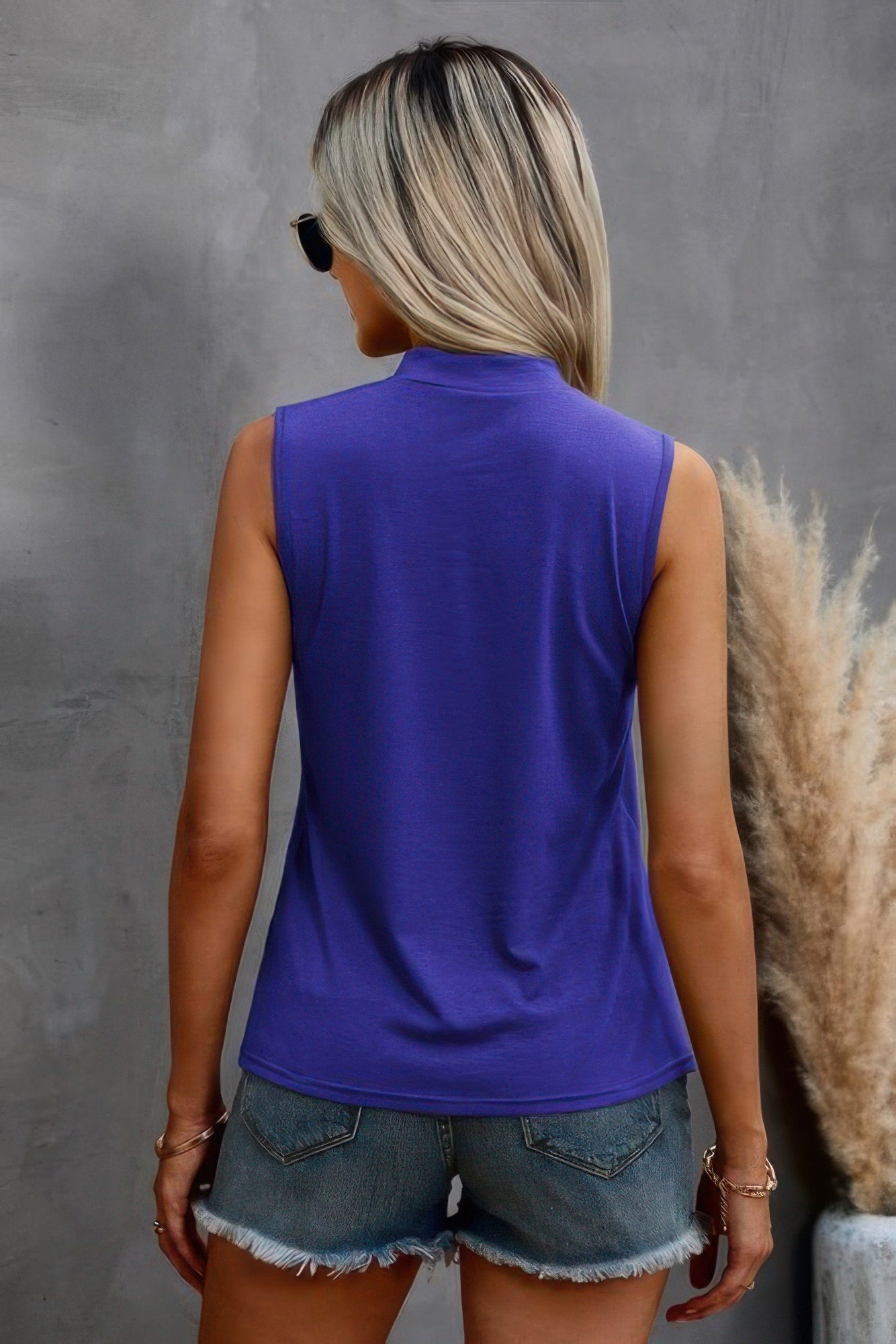 Solid Cold Cut Out Shoulder Sleeveless Top - Tigbul's Variety Fashion Shop