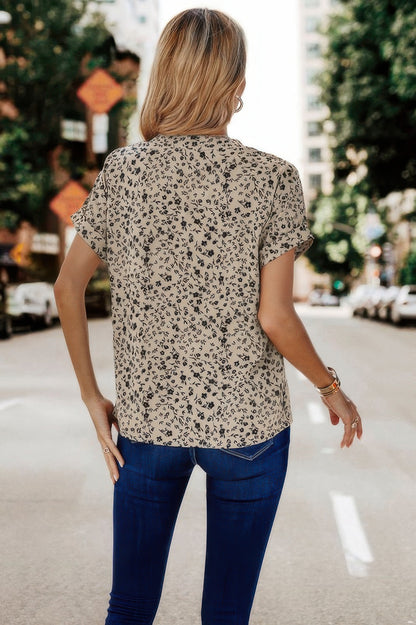 V Neck Floral Print Batwing Sleeve Blouse - Tigbul's Variety Fashion Shop