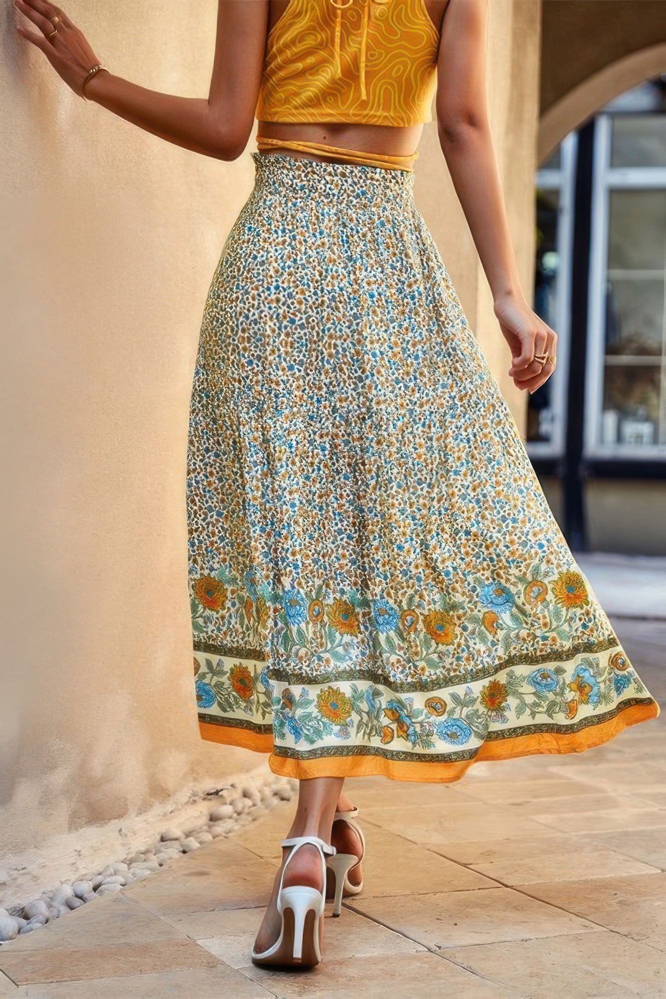 High Rise Drawstring Ruffled Maxi Skirt - Tigbul's Variety Fashion Shop