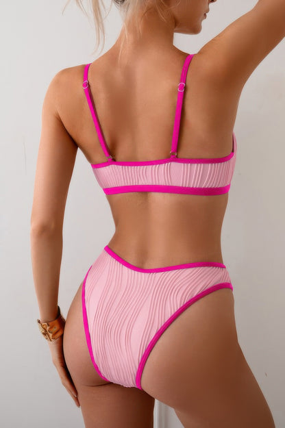 Two Pieces Pleated Cut Out High Cut Bikini - Tigbul's Variety Fashion Shop