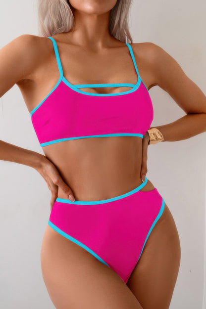 Square Neck Cut Out Two Pieces Bikini - Tigbul's Variety Fashion Shop