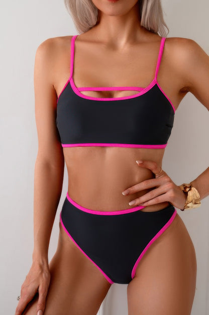 Square Neck Cut Out Two Pieces Bikini - Tigbul's Variety Fashion Shop