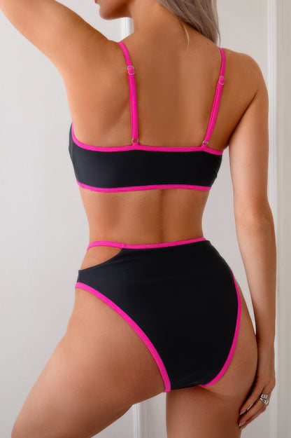 Square Neck Cut Out Two Pieces Bikini - Tigbul's Variety Fashion Shop