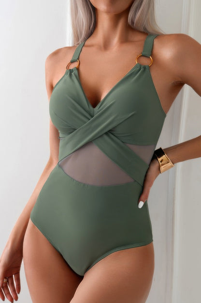 One Piece Cross Lace Adjustable Straps Swimsuits - Tigbul's Variety Fashion Shop