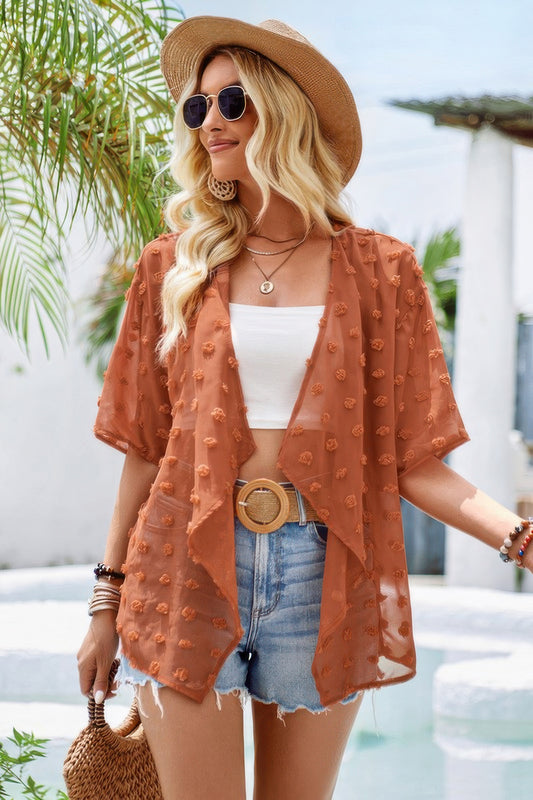 See Through Swiss Dot Loose Kimono - Tigbul's Variety Fashion Shop