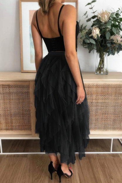 A Line Long Tulle Tiered Skirts - Tigbul's Variety Fashion Shop