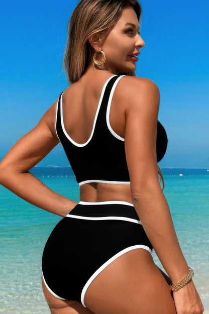 Two Pieces V Neck Bikini Brief Bottom Swimsuit - Tigbul's Variety Fashion Shop