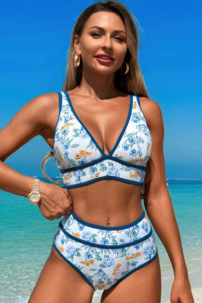 Two Pieces V Neck Bikini Brief Bottom Swimsuit - Tigbul's Variety Fashion Shop