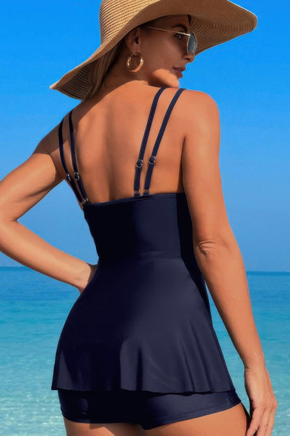 Square Neck Bottom Mesh Two Piece Swimsuit - Tigbul's Variety Fashion Shop