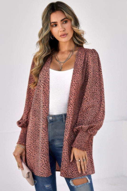 Front Open Leopard Print Loose Fit Top - Tigbul's Variety Fashion Shop