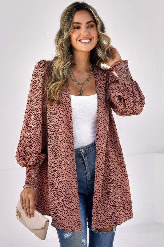 Front Open Leopard Print Loose Fit Top - Tigbul's Variety Fashion Shop