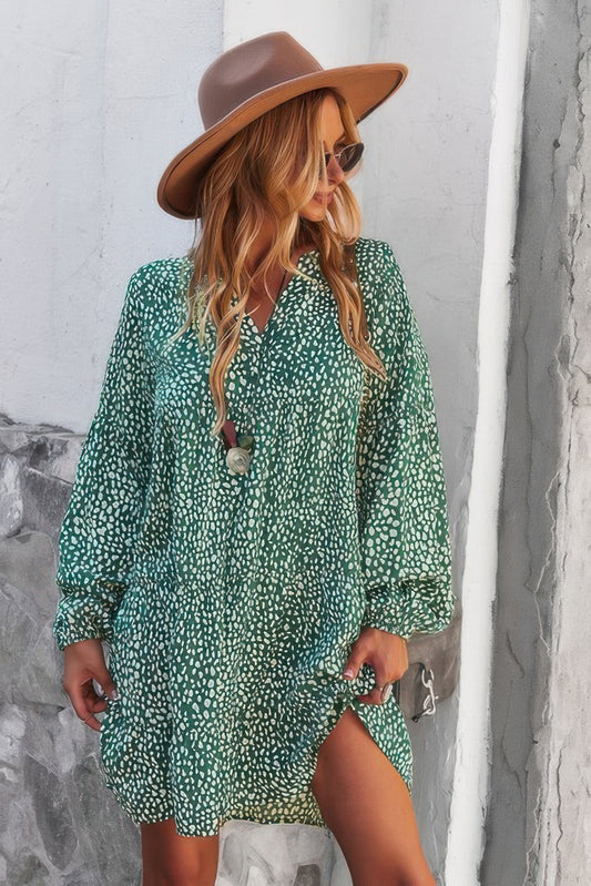 V Neck Polka Dot Tunic Dress - Tigbul's Variety Fashion Shop