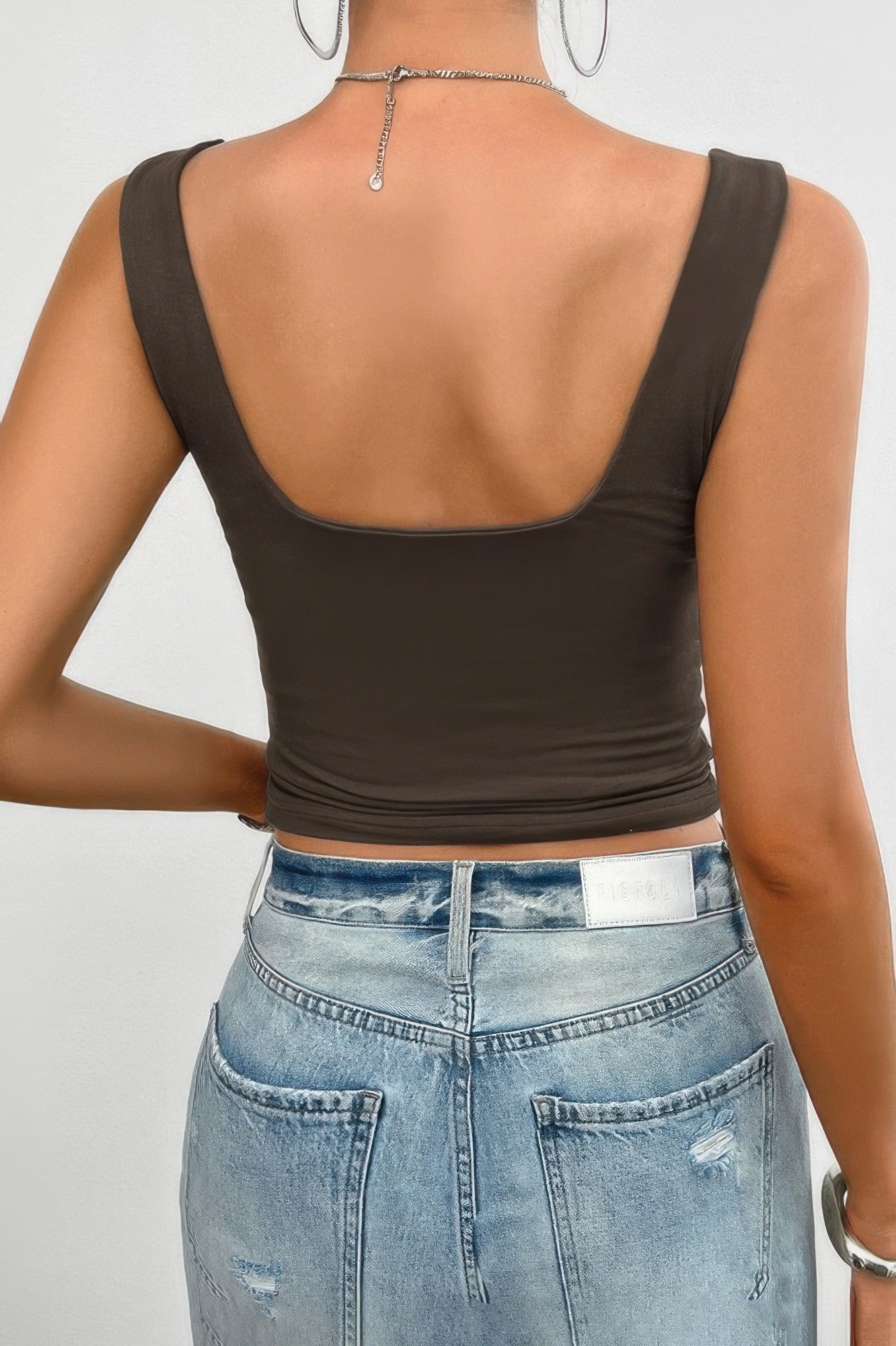 Solid Elastic Sleeveless Low Back Hot Top - Tigbul's Variety Fashion Shop