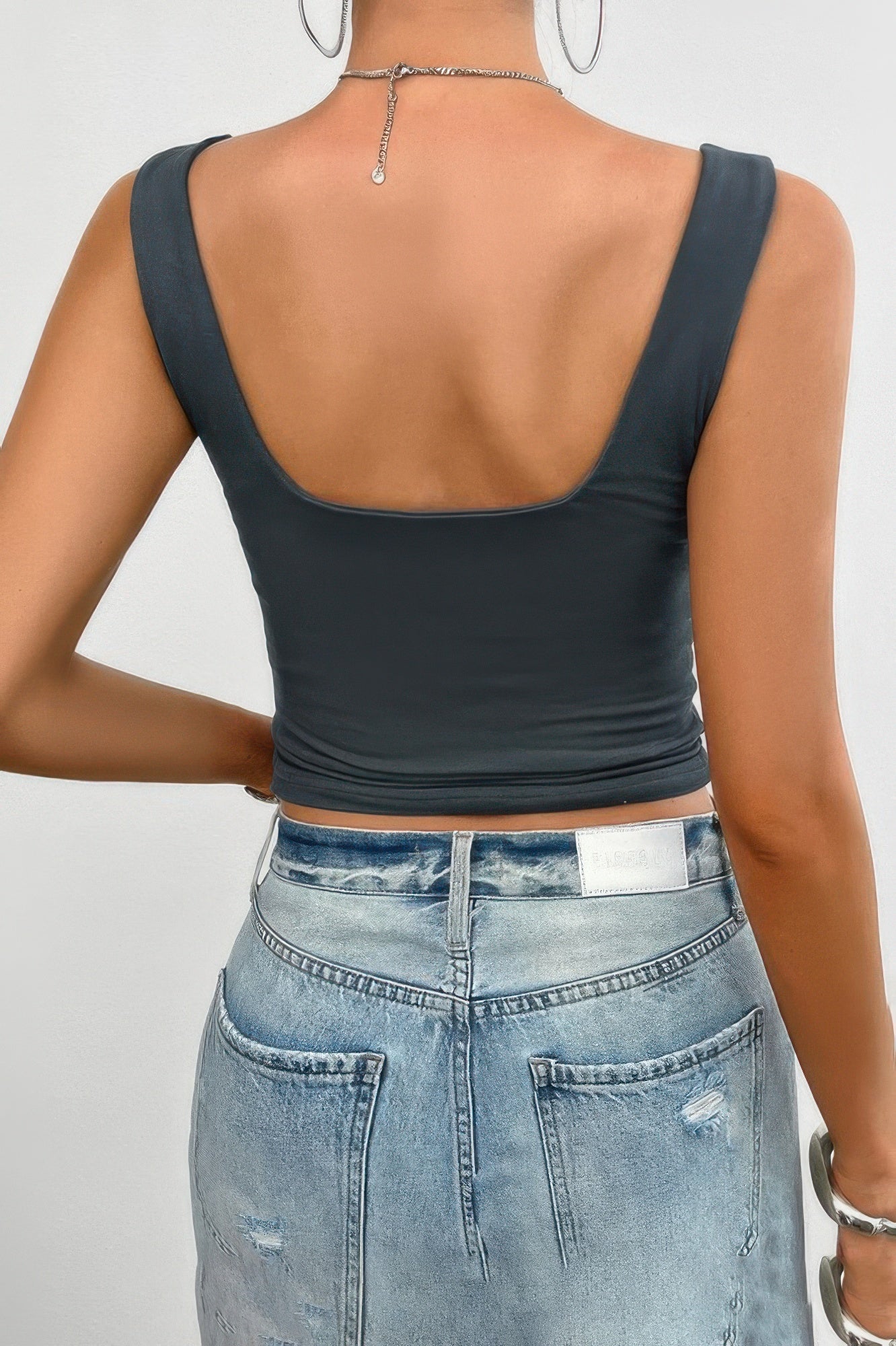Solid Elastic Sleeveless Low Back Hot Top - Tigbul's Variety Fashion Shop