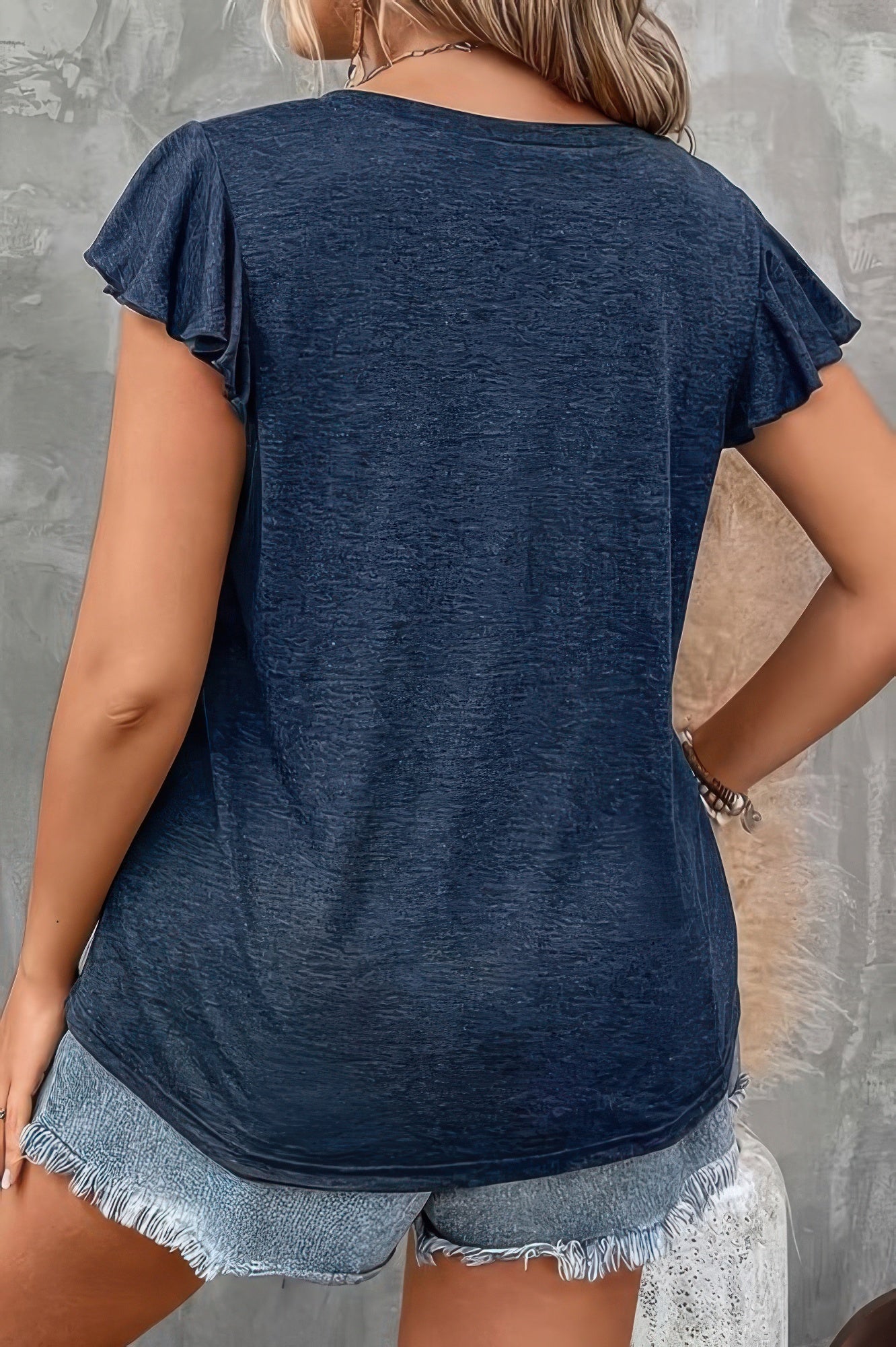 Plus Solid V Neck Ruffle Ruched Fit Top - Tigbul's Variety Fashion Shop