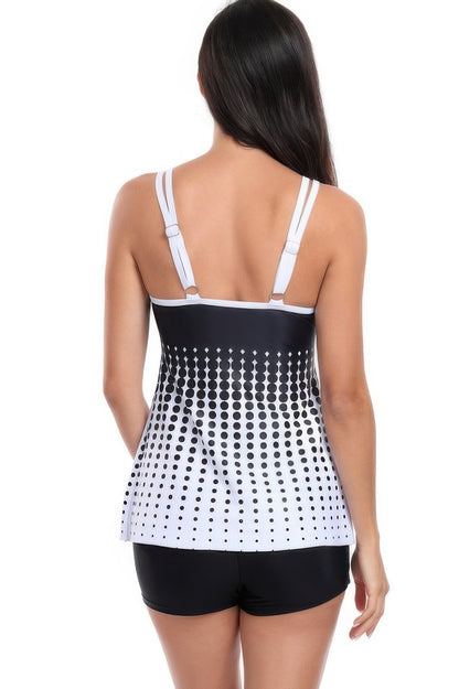 Two Pieces Dot Print Sleeveless Fit Swimsuits - Tigbul's Variety Fashion Shop
