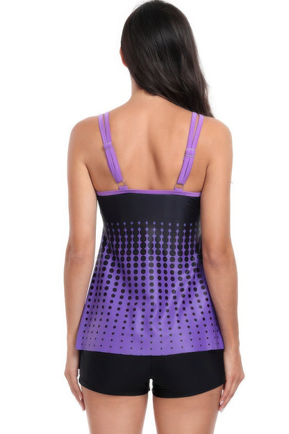 Two Pieces Dot Print Sleeveless Fit Swimsuits - Tigbul's Variety Fashion Shop