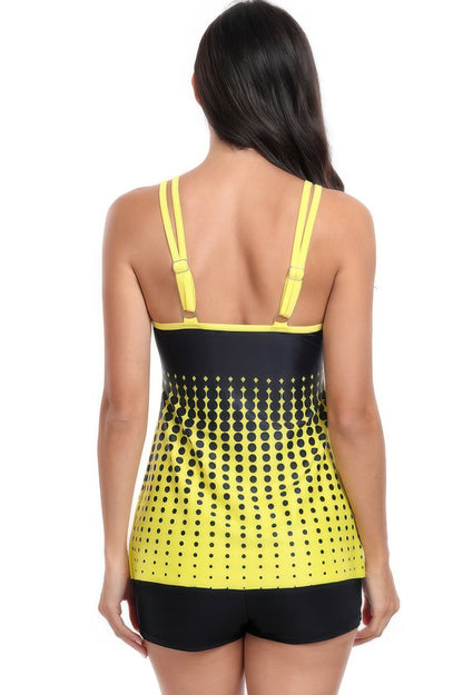Two Pieces Dot Print Sleeveless Fit Swimsuits - Tigbul's Variety Fashion Shop