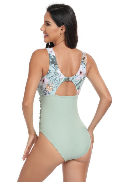 Sleeveless Color Block Floral Fit Lace Swimsuits - Tigbul's Variety Fashion Shop