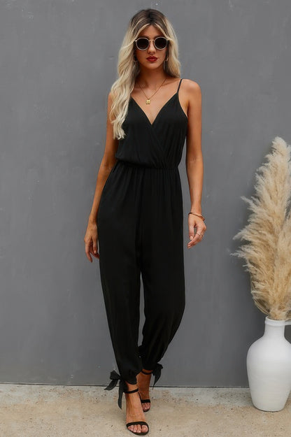 V Neck Spaghetti Straps Jumpsuit - Tigbul's Variety Fashion Shop