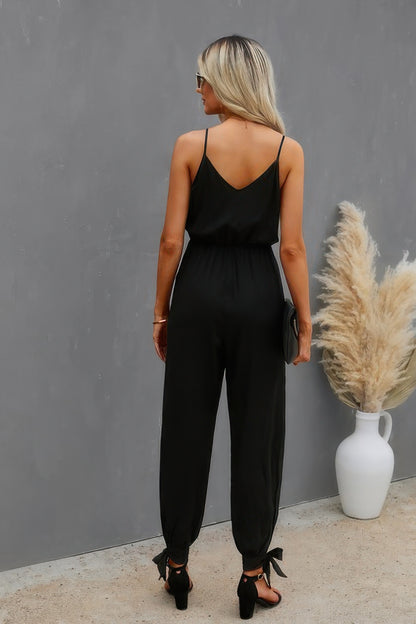 V Neck Spaghetti Straps Jumpsuit - Tigbul's Variety Fashion Shop