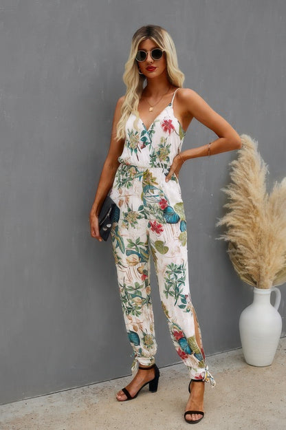 V Neck Spaghetti Straps Jumpsuit - Tigbul's Variety Fashion Shop