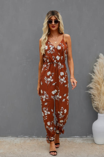 V Neck Spaghetti Straps Jumpsuit - Tigbul's Variety Fashion Shop
