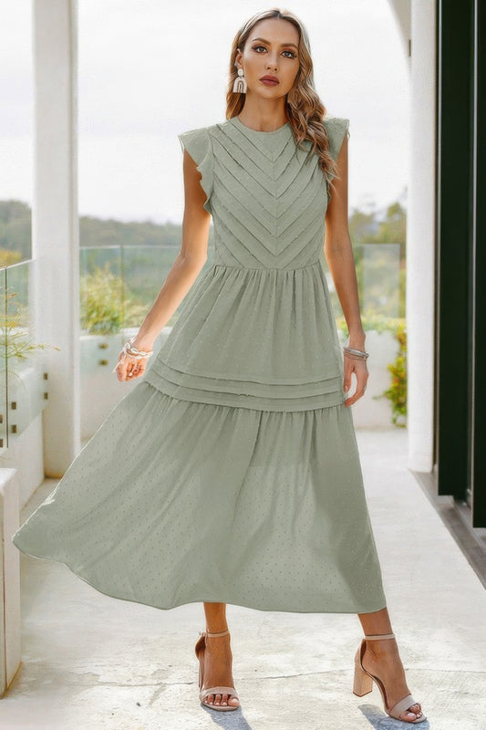 Ruffle Solid Willow Smocked Maxi Dress - Tigbul's Variety Fashion Shop