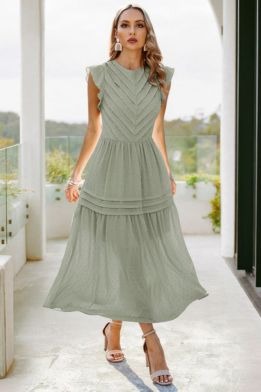 Ruffle Solid Willow Smocked Maxi Dress - Tigbul's Variety Fashion Shop