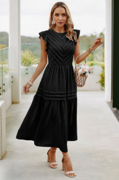 Ruffle Solid Willow Smocked Maxi Dress - Tigbul's Variety Fashion Shop