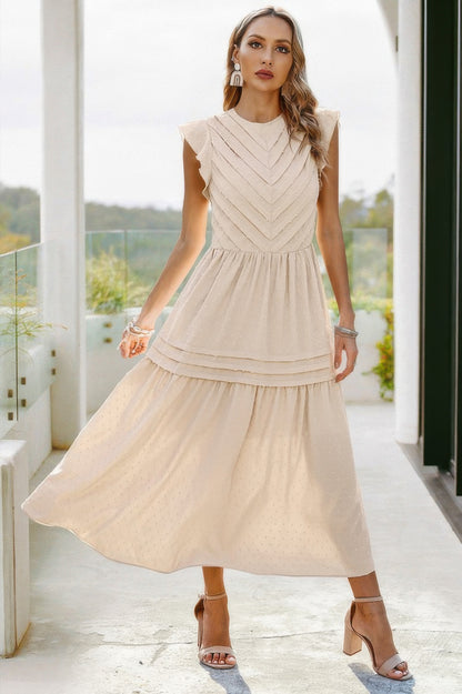Ruffle Solid Willow Smocked Maxi Dress - Tigbul's Variety Fashion Shop