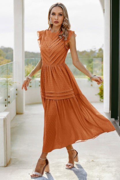 Ruffle Solid Willow Smocked Maxi Dress - Tigbul's Variety Fashion Shop