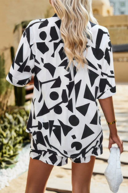 Allover Print Loose Fit Shirt Short Sets - Tigbul's Variety Fashion Shop