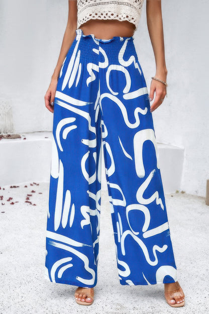Allover Print Pockets Elastic Band Belt Pant - Tigbul's Variety Fashion Shop