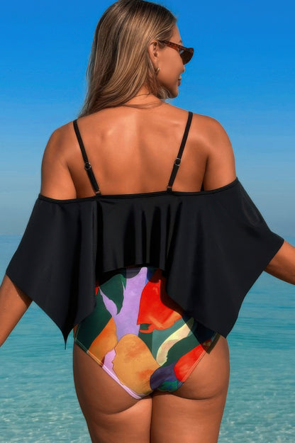 Ruffle Top High Waisted Bottom Tankini Swimsuit - Tigbul's Variety Fashion Shop