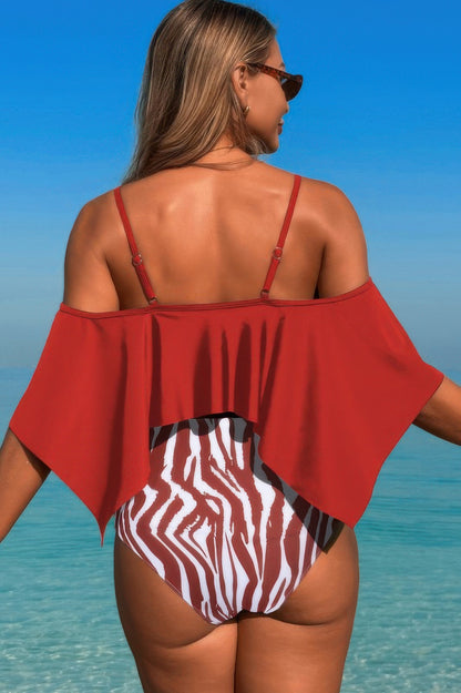 Ruffle Top High Waisted Bottom Tankini Swimsuit - Tigbul's Variety Fashion Shop