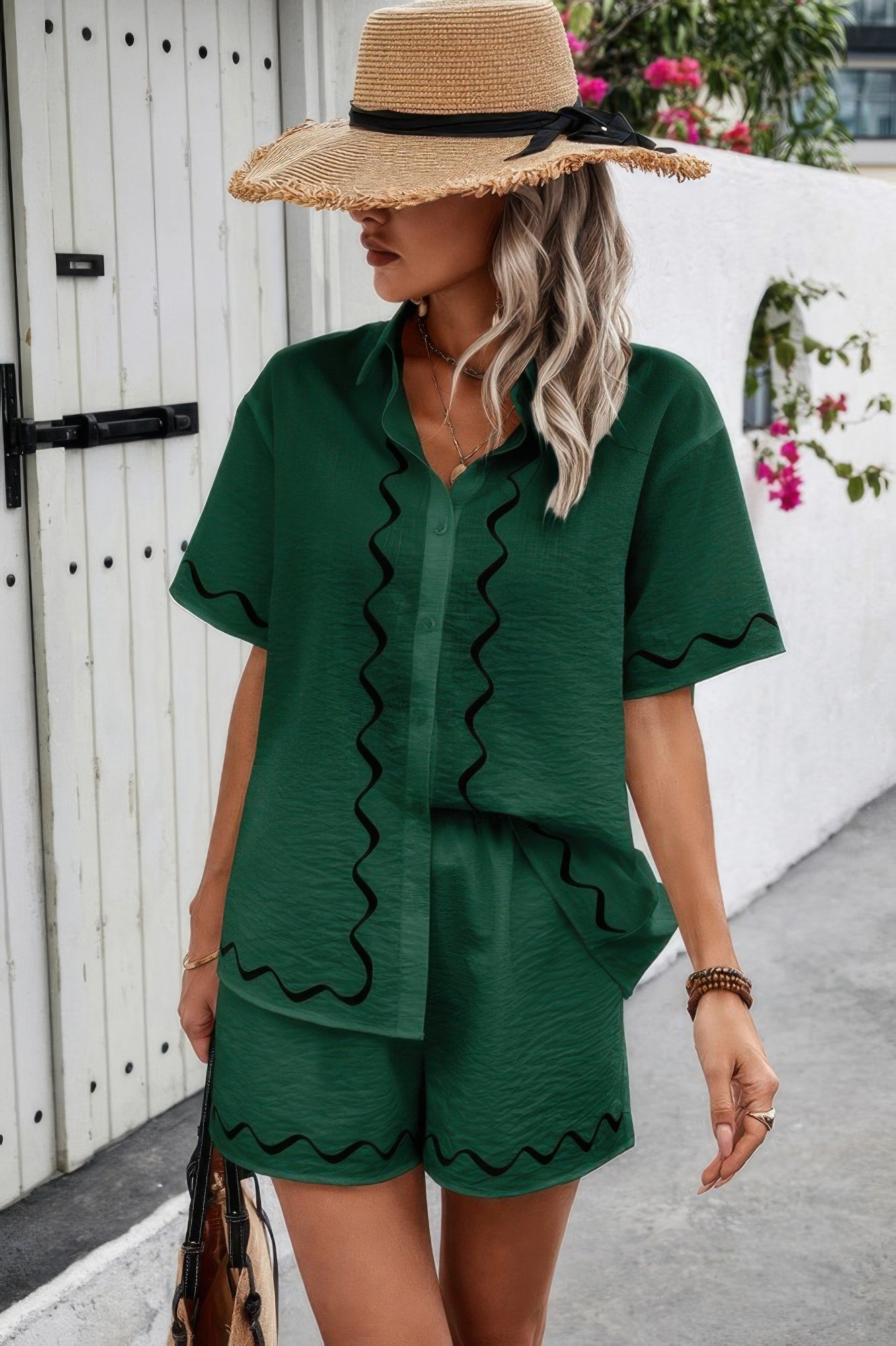 Two Piece Button Down Short Sleeve Outfits Sets - Tigbul's Variety Fashion Shop