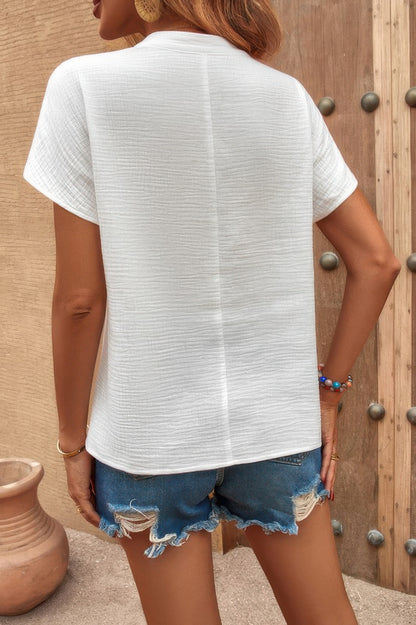 Bat Sleeve V Neck Loose Tank Ruched Solid Blouse - Tigbul's Variety Fashion Shop