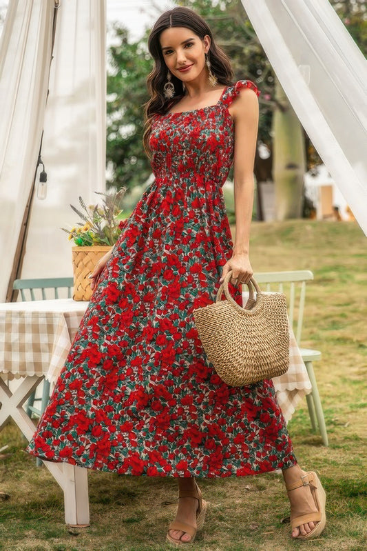 Sleeveless Floral Low Neck Max Dress - Tigbul's Variety Fashion Shop