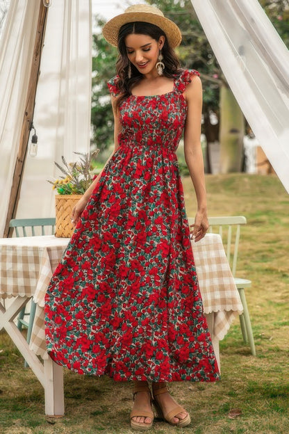 Sleeveless Floral Low Neck Max Dress - Tigbul's Variety Fashion Shop