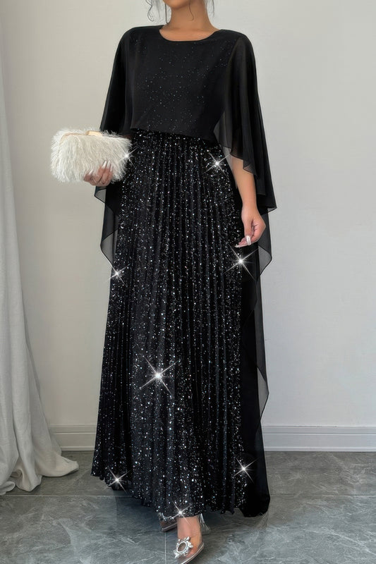 Solid Elegant Sequin Satin Knit Party Long Dress - Tigbul's Variety Fashion Shop