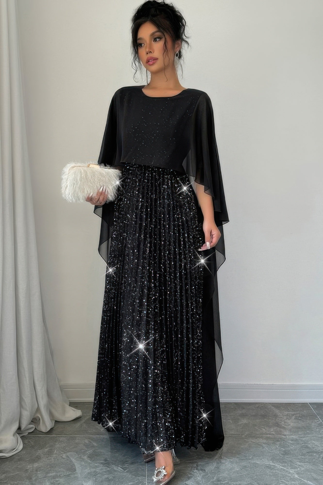 Solid Elegant Sequin Satin Knit Party Long Dress - Tigbul's Variety Fashion Shop