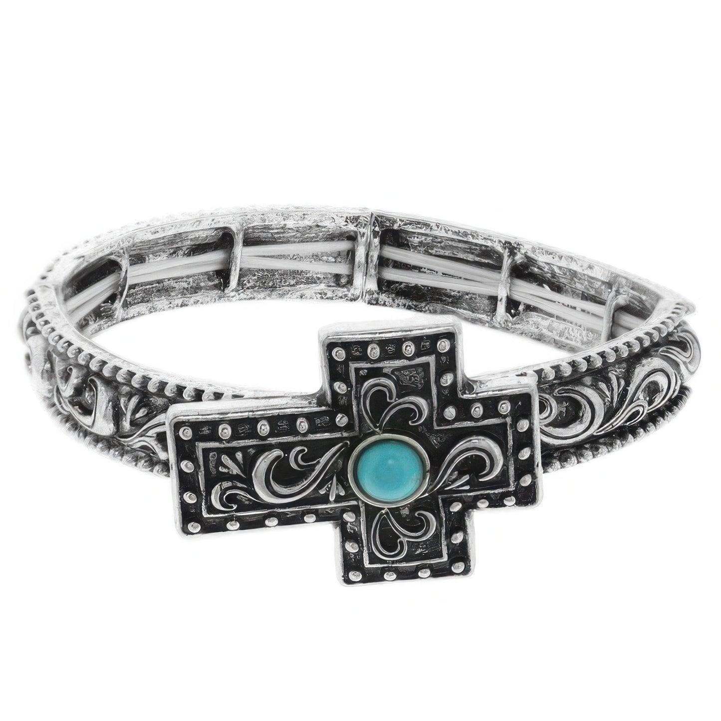 Western Turquoise Filigree Cross Bracelet - Tigbul's Variety Fashion Shop