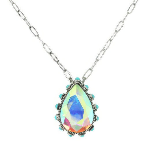 Western Teardrop Cut Gemstone Turquoise Necklace - Tigbul's Variety Fashion Shop