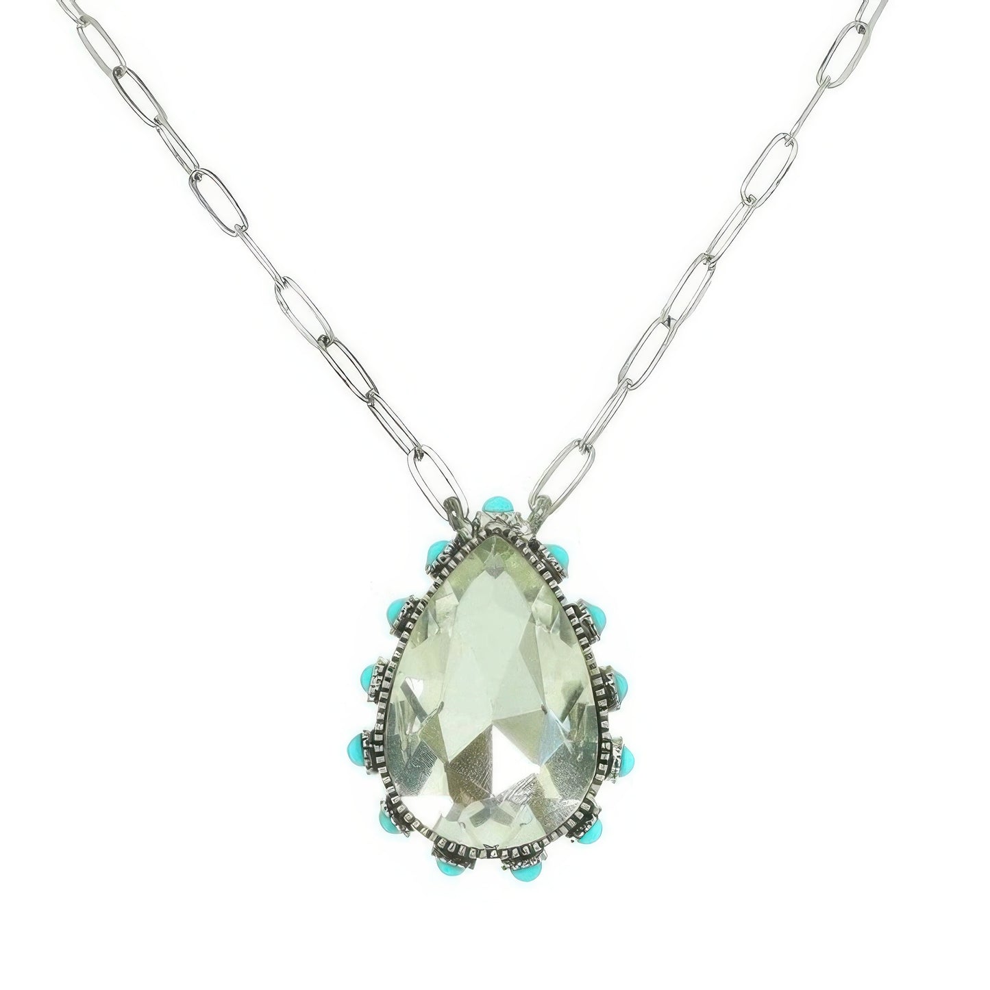 Western Teardrop Cut Gemstone Turquoise Necklace - Tigbul's Variety Fashion Shop