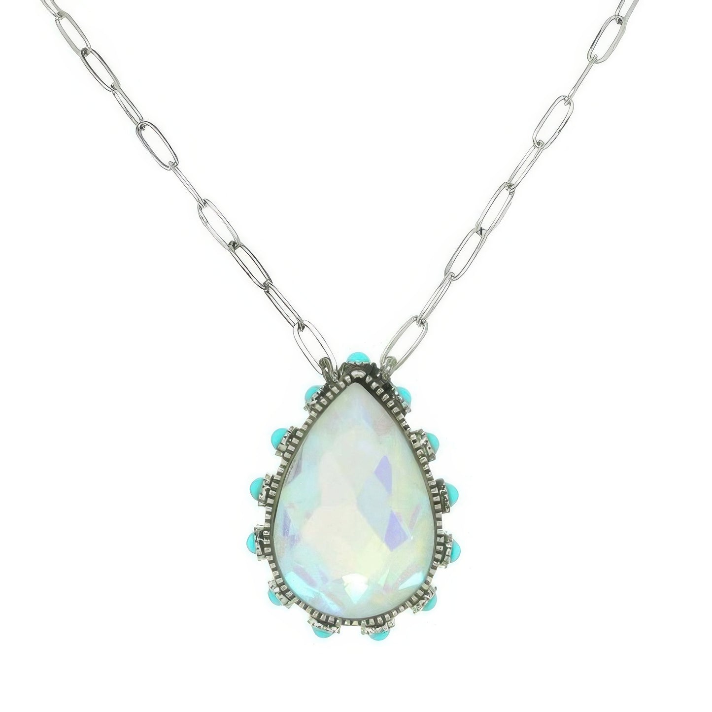 Western Teardrop Cut Gemstone Turquoise Necklace - Tigbul's Variety Fashion Shop