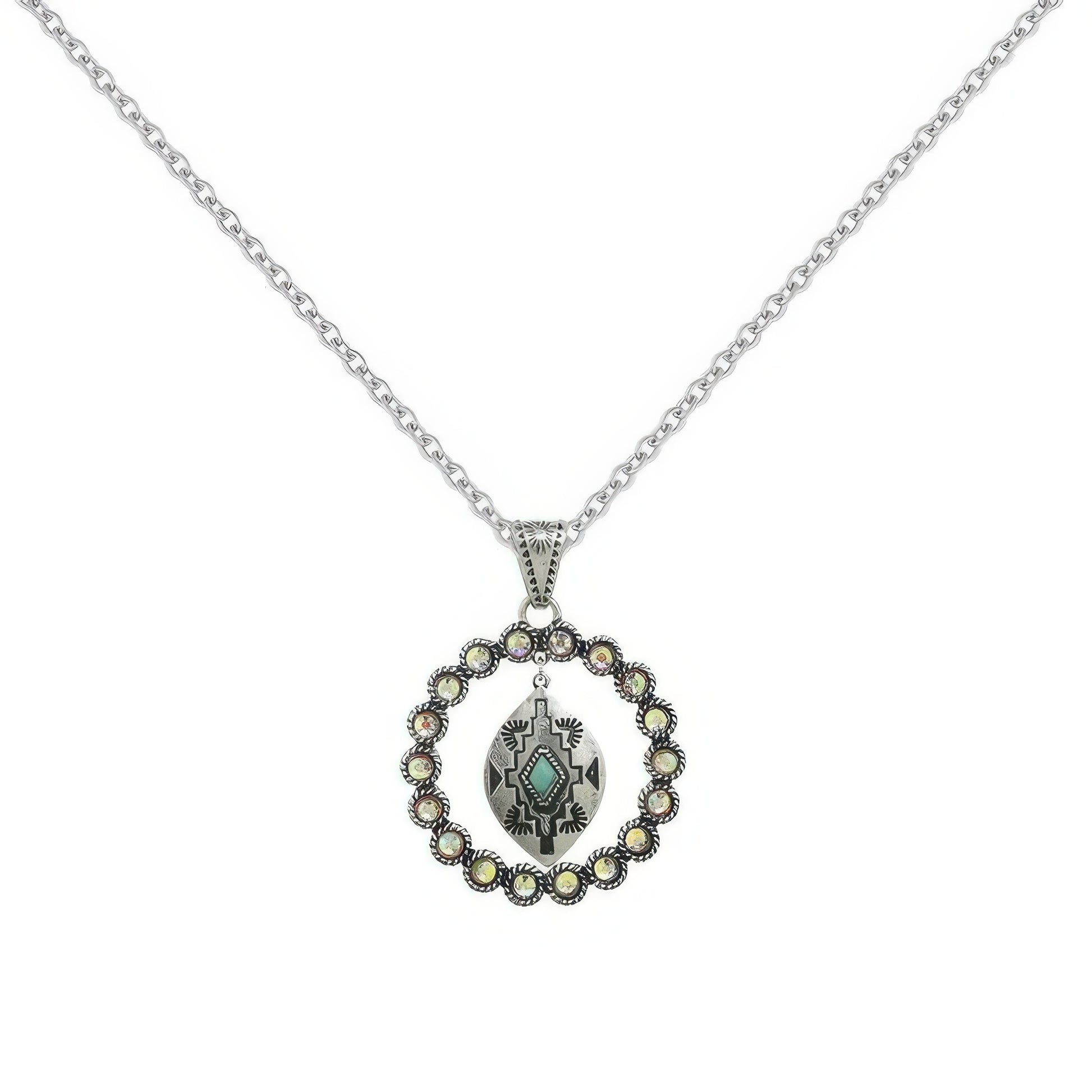 Western Rhinestone Open Circle Necklace - Tigbul's Variety Fashion Shop