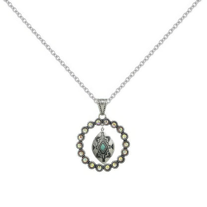 Western Rhinestone Open Circle Necklace - Tigbul's Variety Fashion Shop