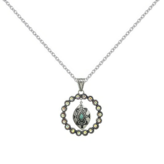 Western Rhinestone Open Circle Necklace - Tigbul's Variety Fashion Shop